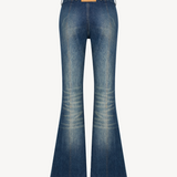 HIGH-RISE FLARED DENIM PANTS