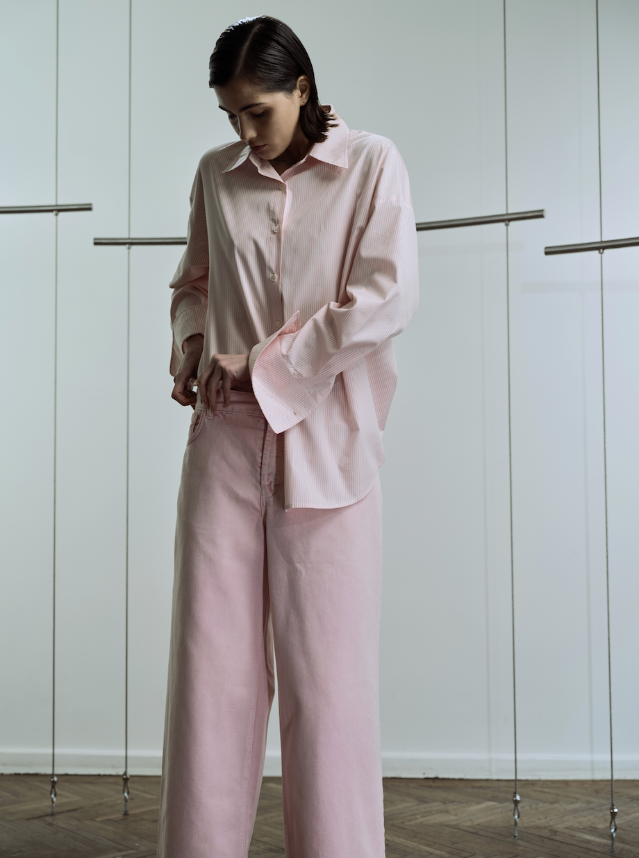BABY PINK LOW RISE WIDE LEG PANTS