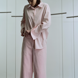 BABY PINK LOW RISE WIDE LEG PANTS