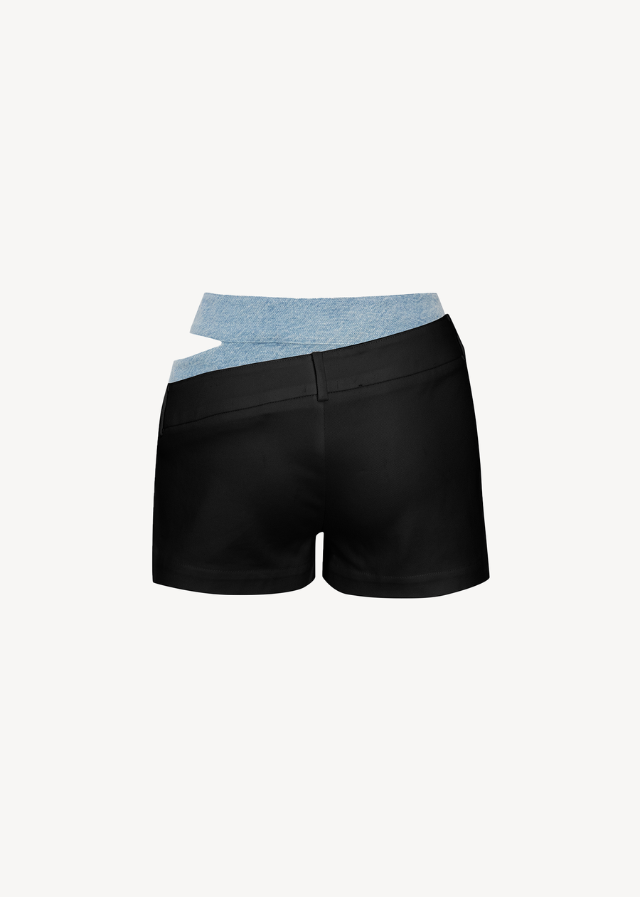 SIDE SHOW DOUBLE SHORTS IN BLACK