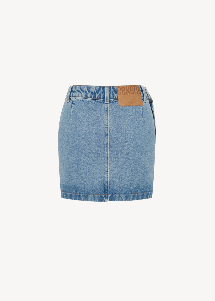 SIDE CHICK MINI SKIRT IN BLUE