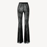 LACE FLARED TIGHTS IN BLACK