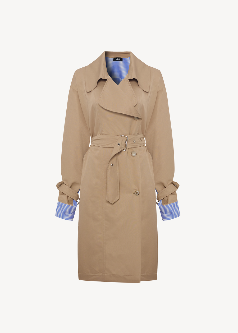 LONG GABARDINE X POPLIN TRENCH COAT