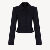 BUTTONED CROPPED JACKET WOOL BLEND IN BROWN